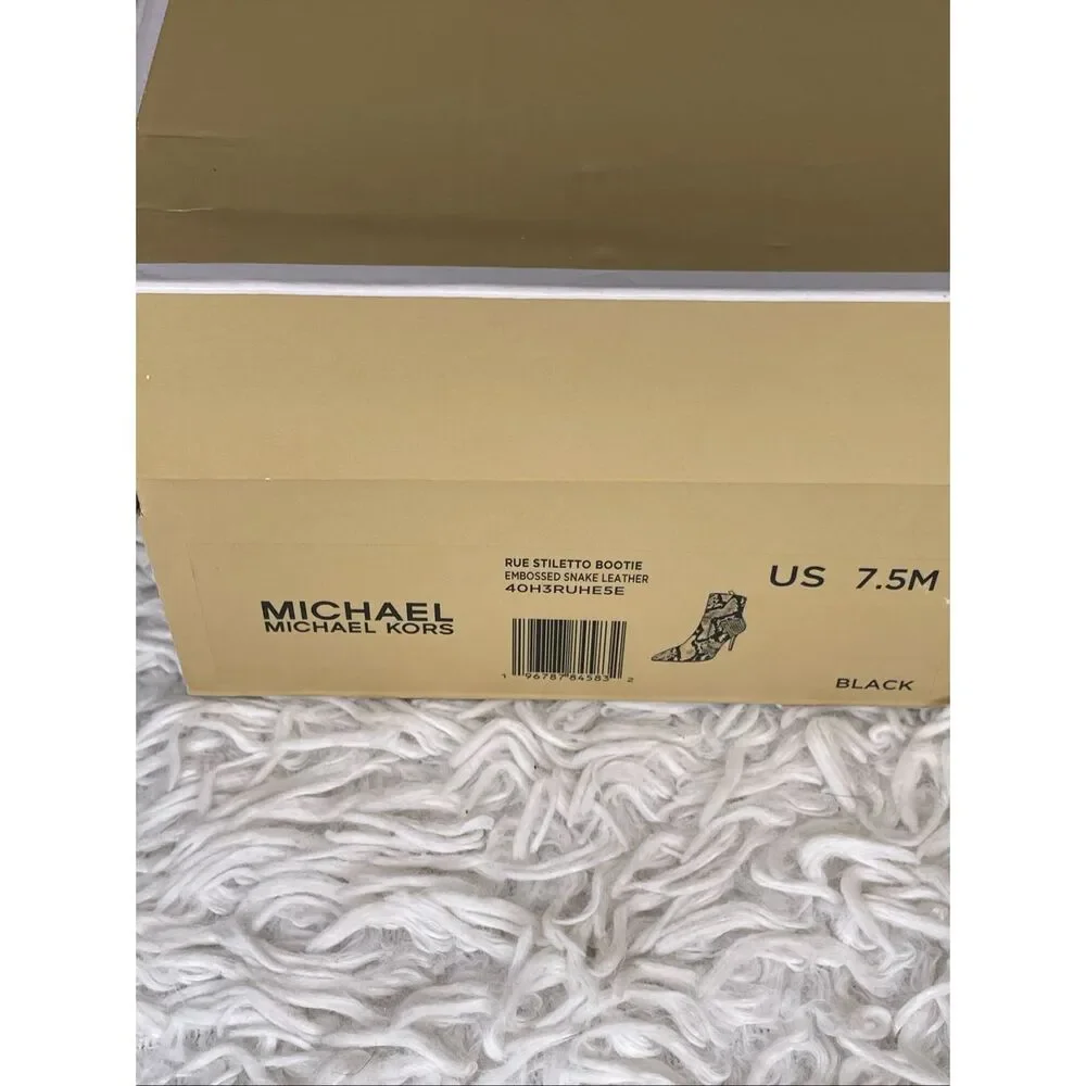 Michael Kors Rue Snake Embossed Leather Ankle Boots 7.5 NEW